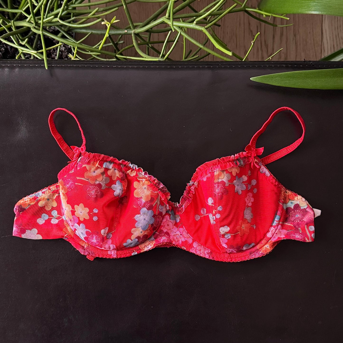 Red Floral Bra