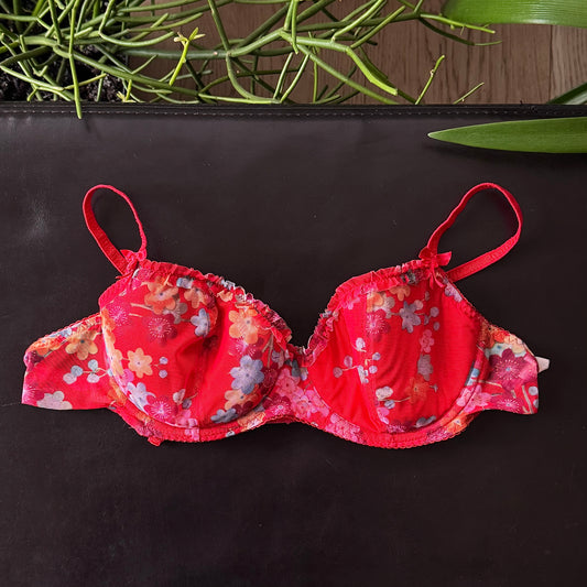 Red Floral Bra