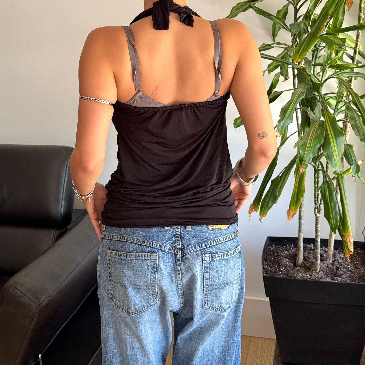 Black Unique Halter Top