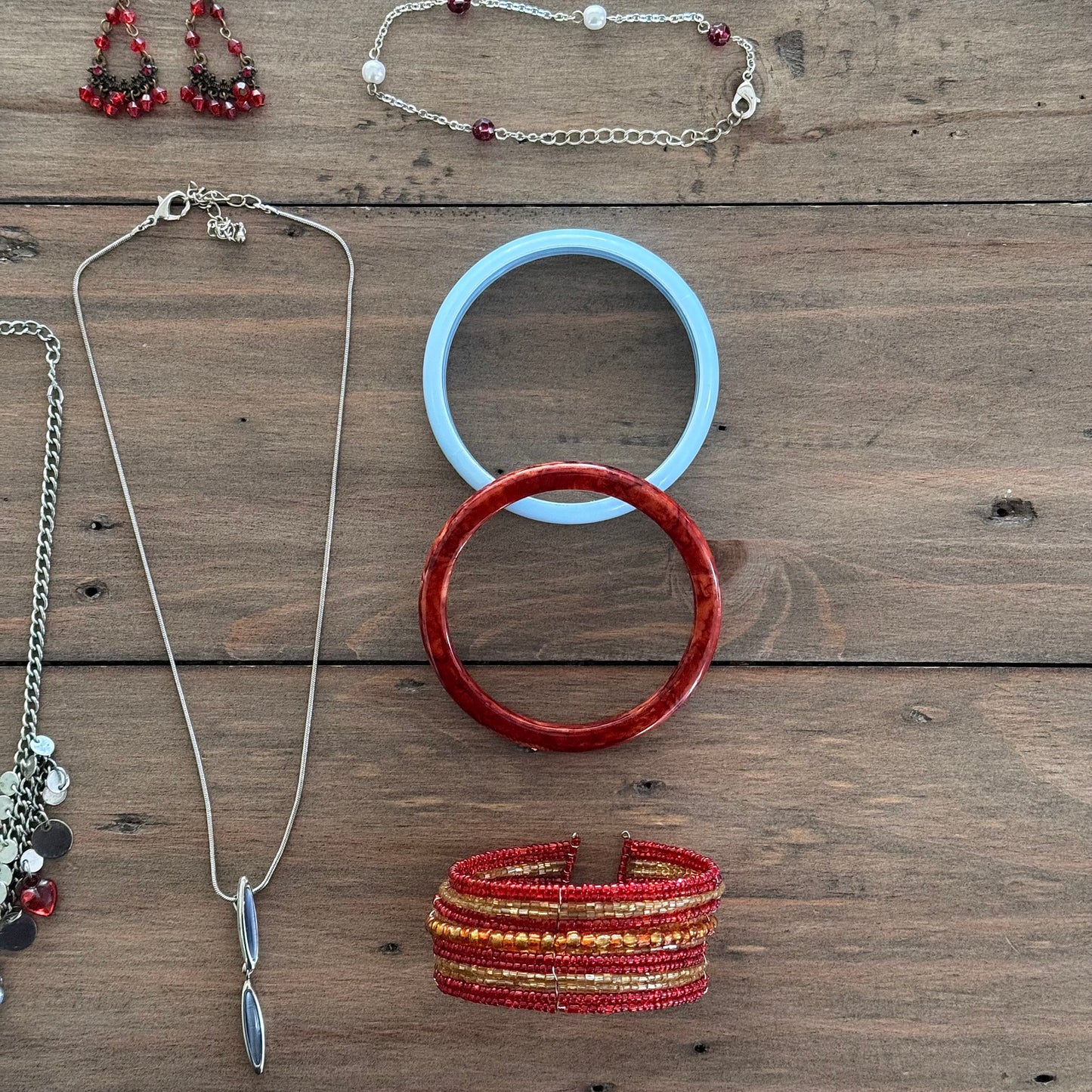 Blue, Red & Silver Jewelry Set