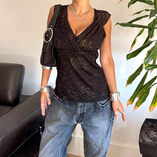 Black & Gold Lace Top