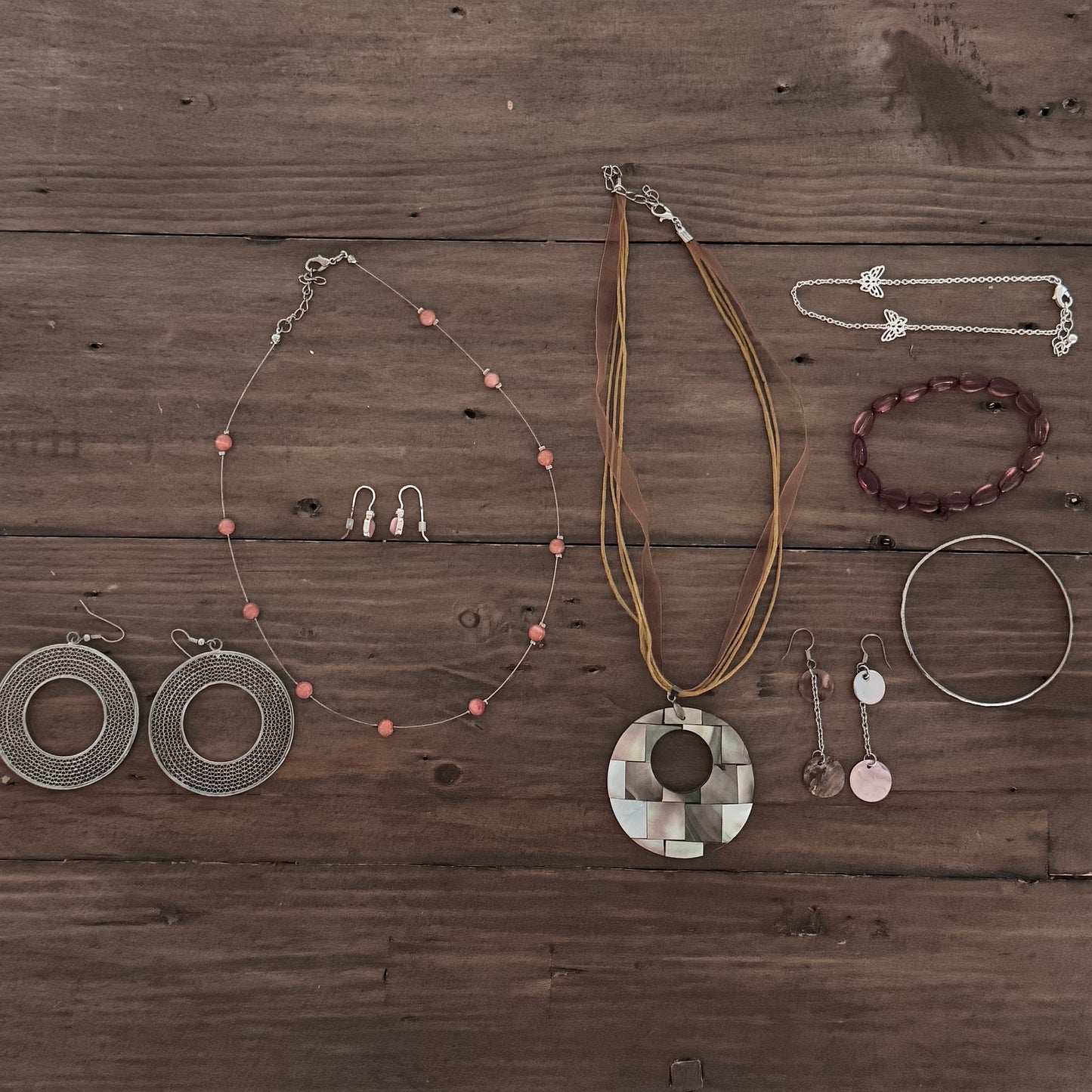 Pink & Silver Jewelry Set