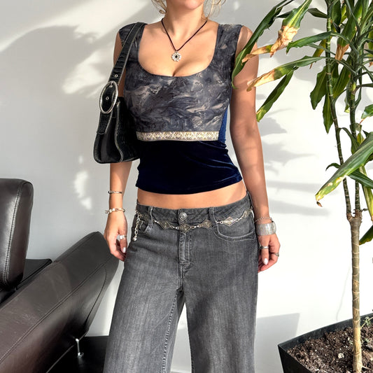 Blue Velvet Floral Top