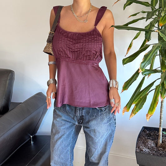 Purple Ribbon Satin Top