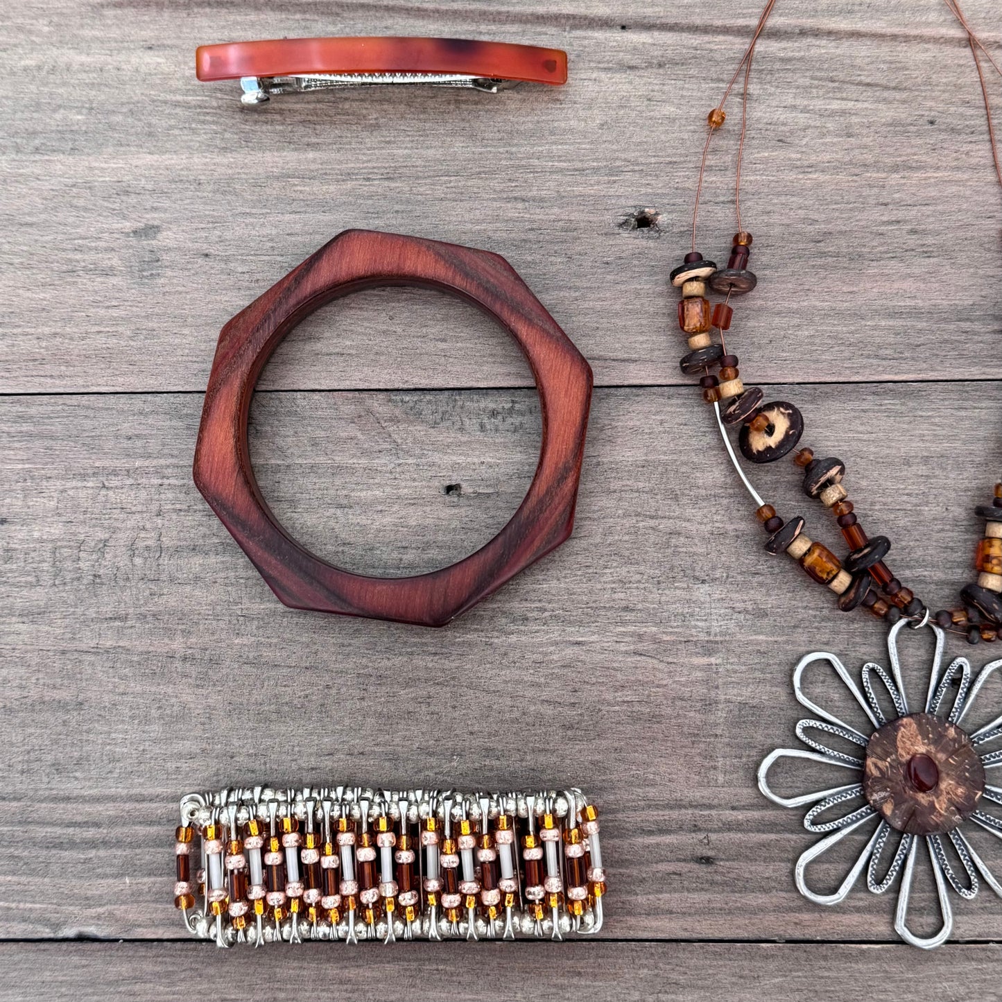 Brown & Silver Jewelry Set