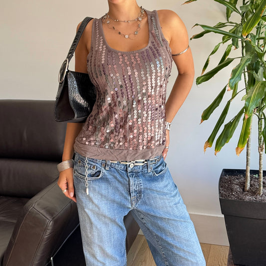 Grey/Purple Sequin Top