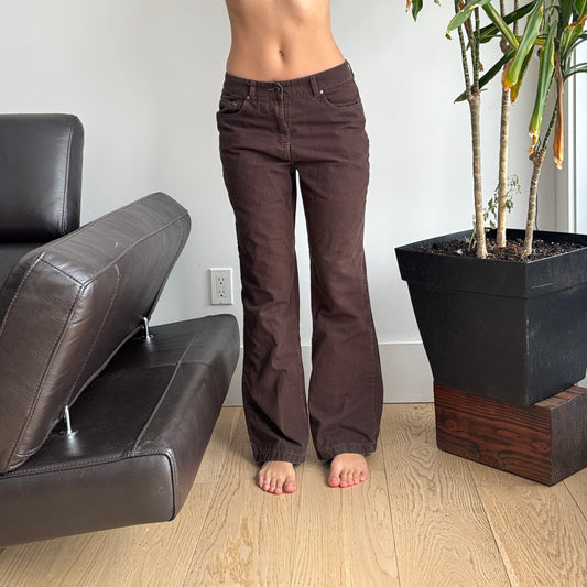 Dark Brown Midrise Straight Leg Pants