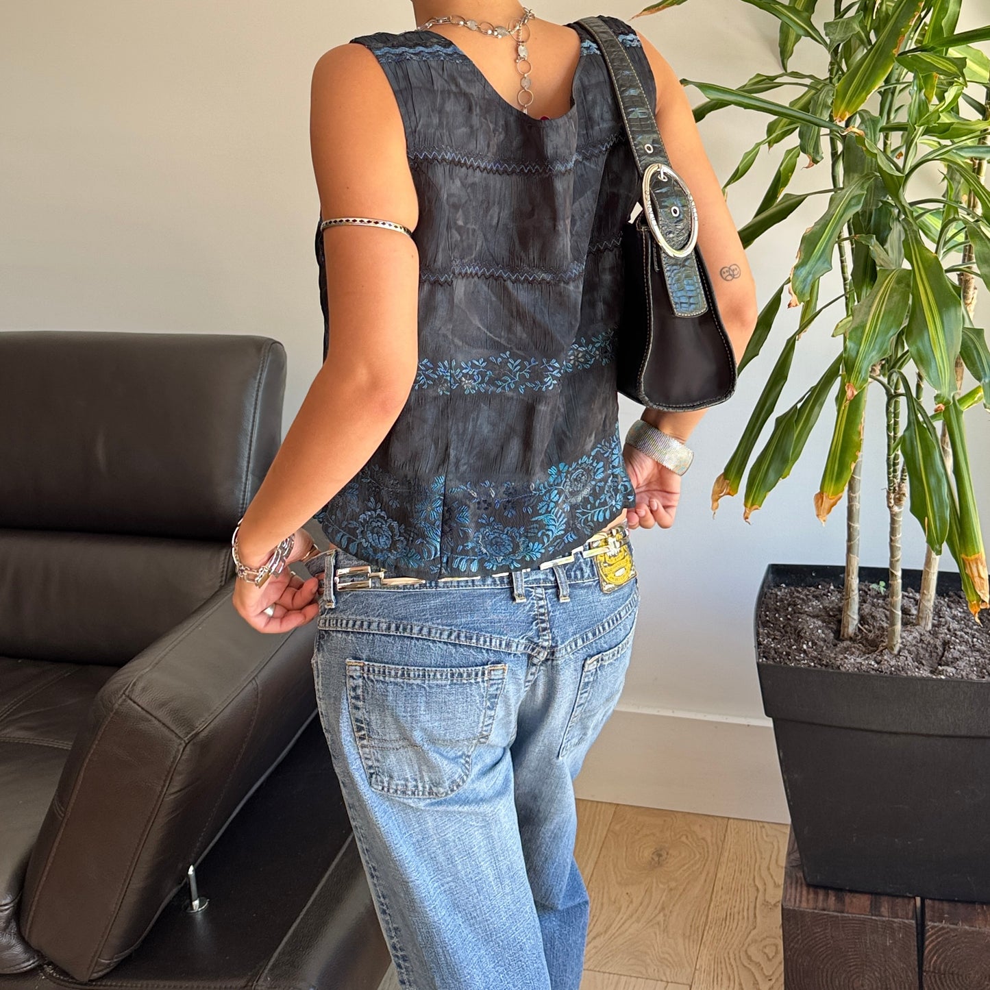 Shades Of Blue Floral Embroidered Top