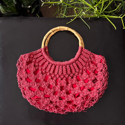 Red Macrame Purse