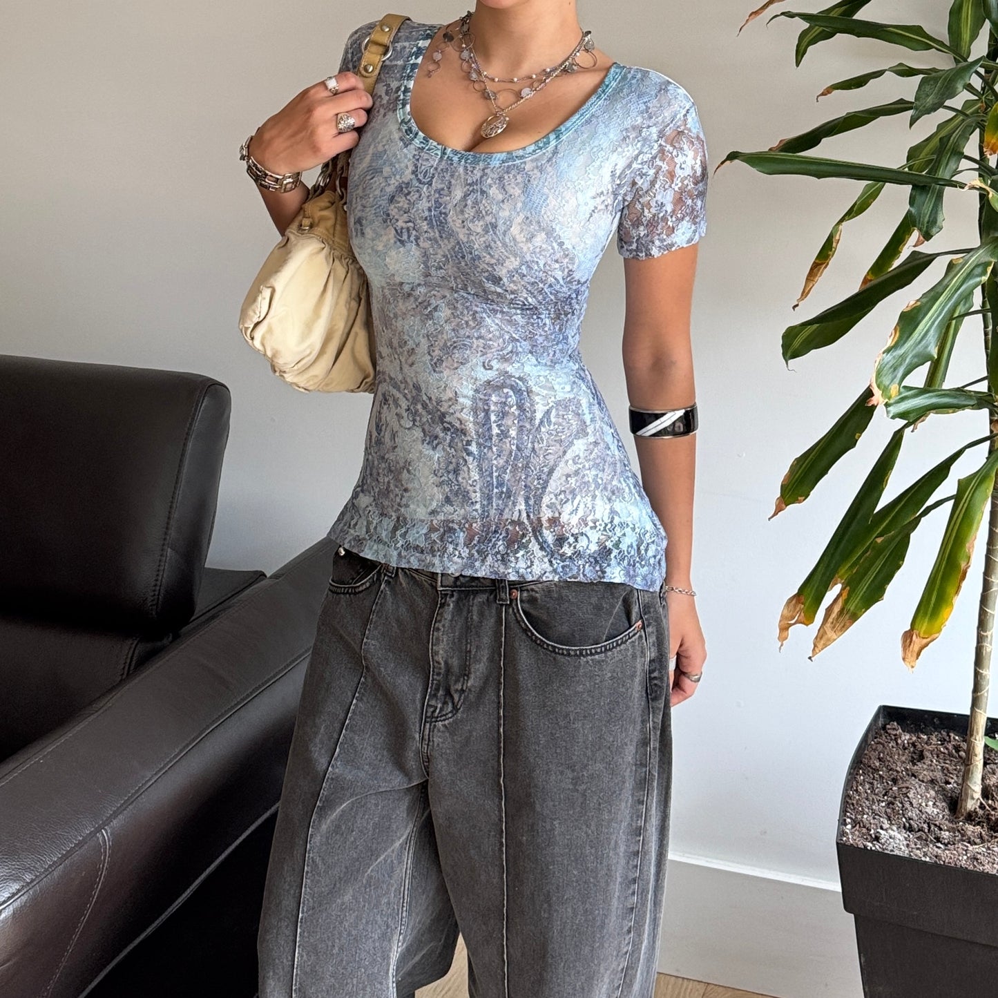 Blue Lace Paisley Top