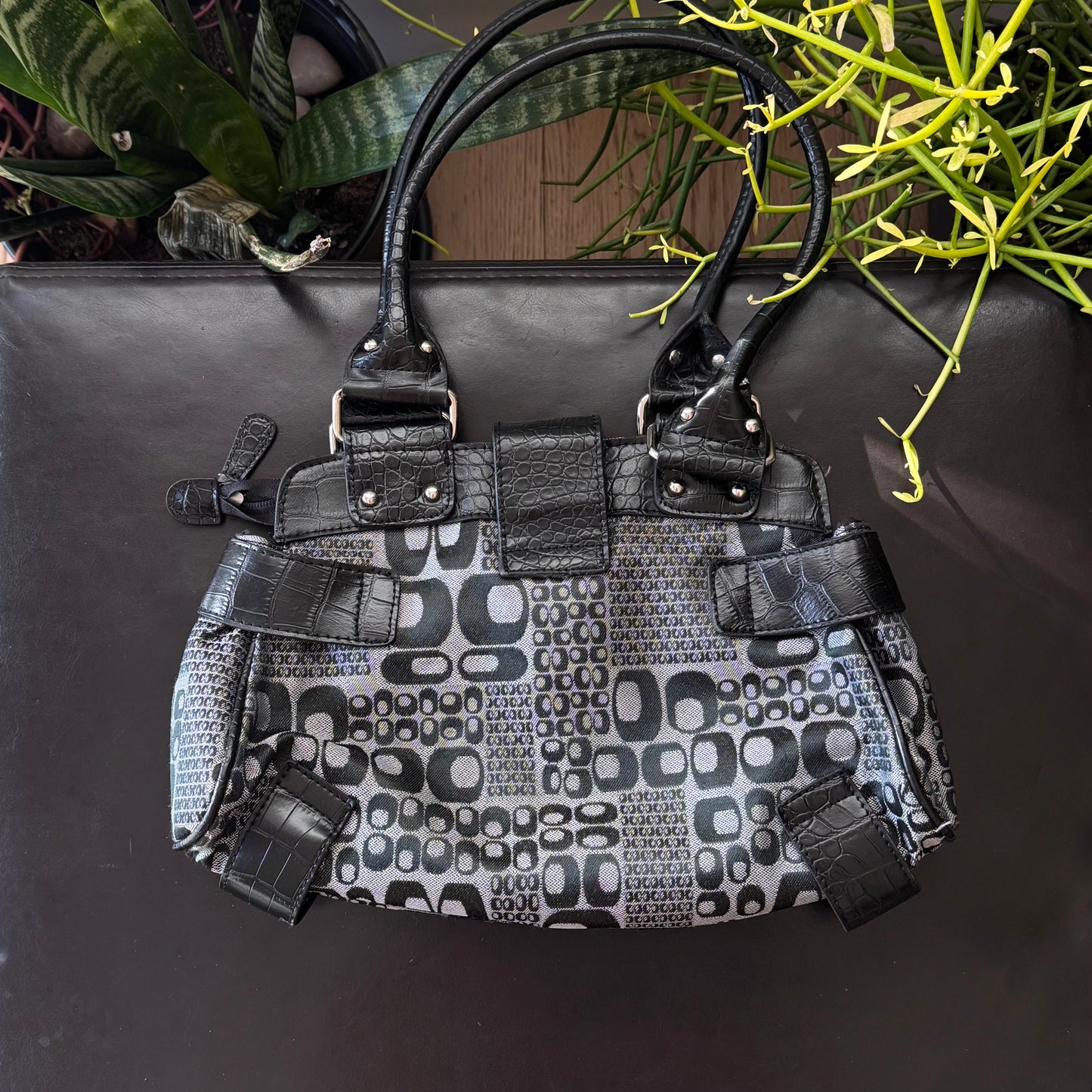 Black & Grey Silver Hardware Purse