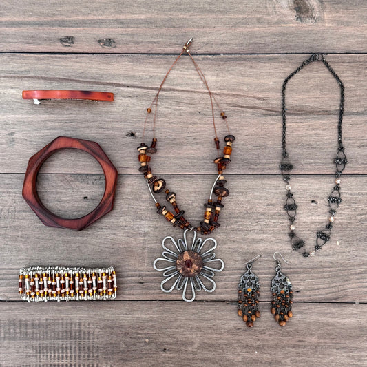 Brown & Silver Jewelry Set