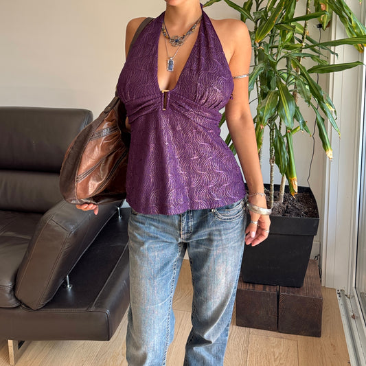 Purple & Gold Halter Top