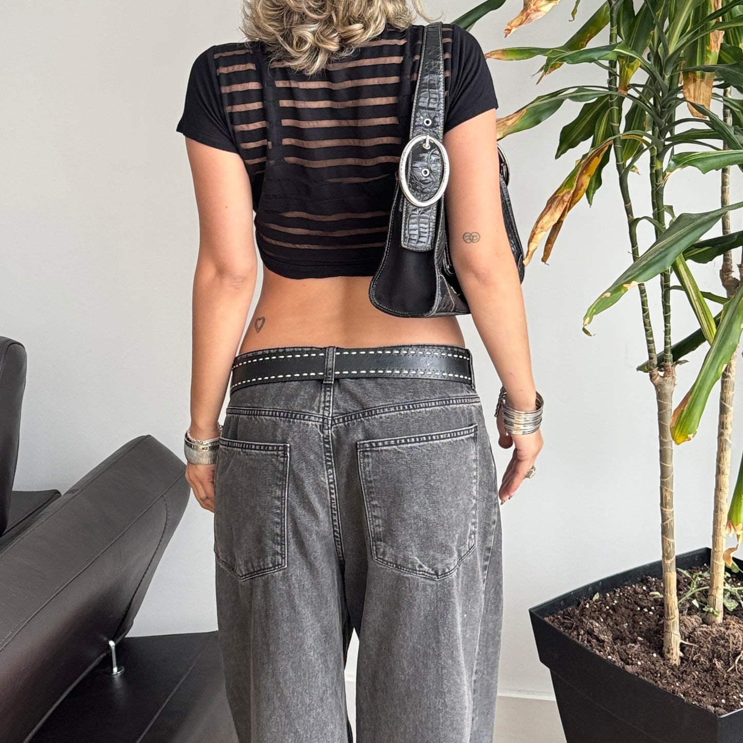 Black Tie-Up Cropped Top