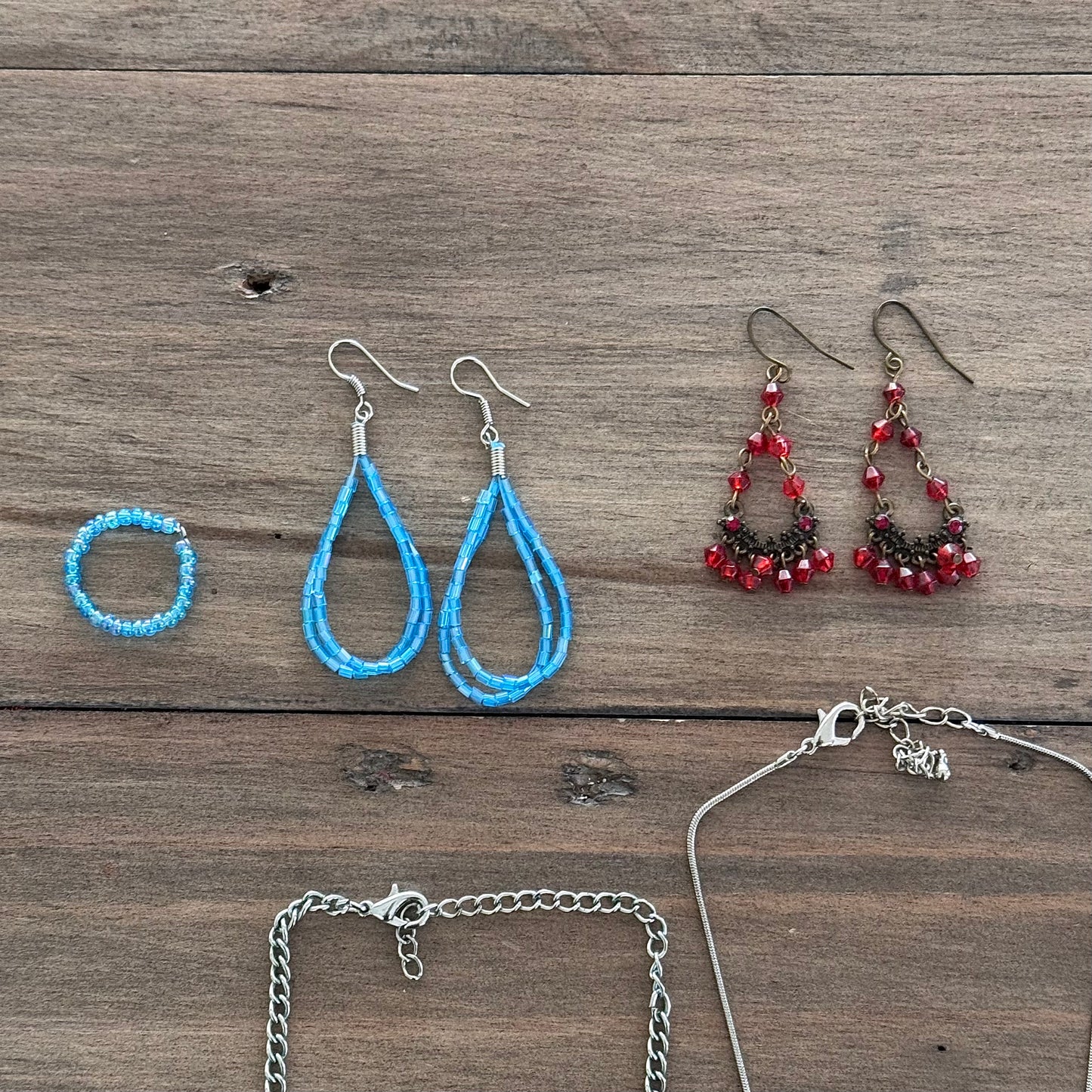 Blue, Red & Silver Jewelry Set
