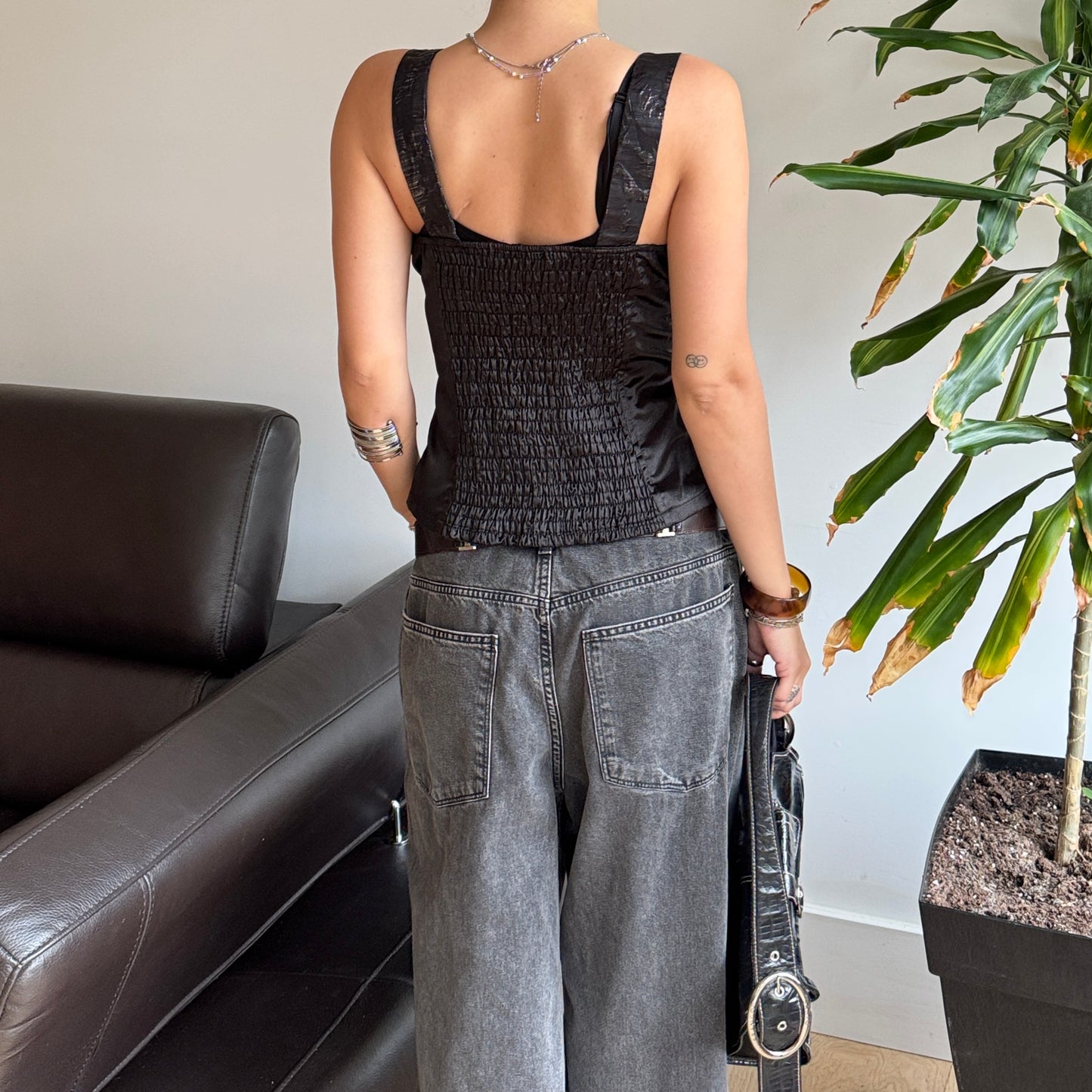 Black Sparkly Lace Corset Top