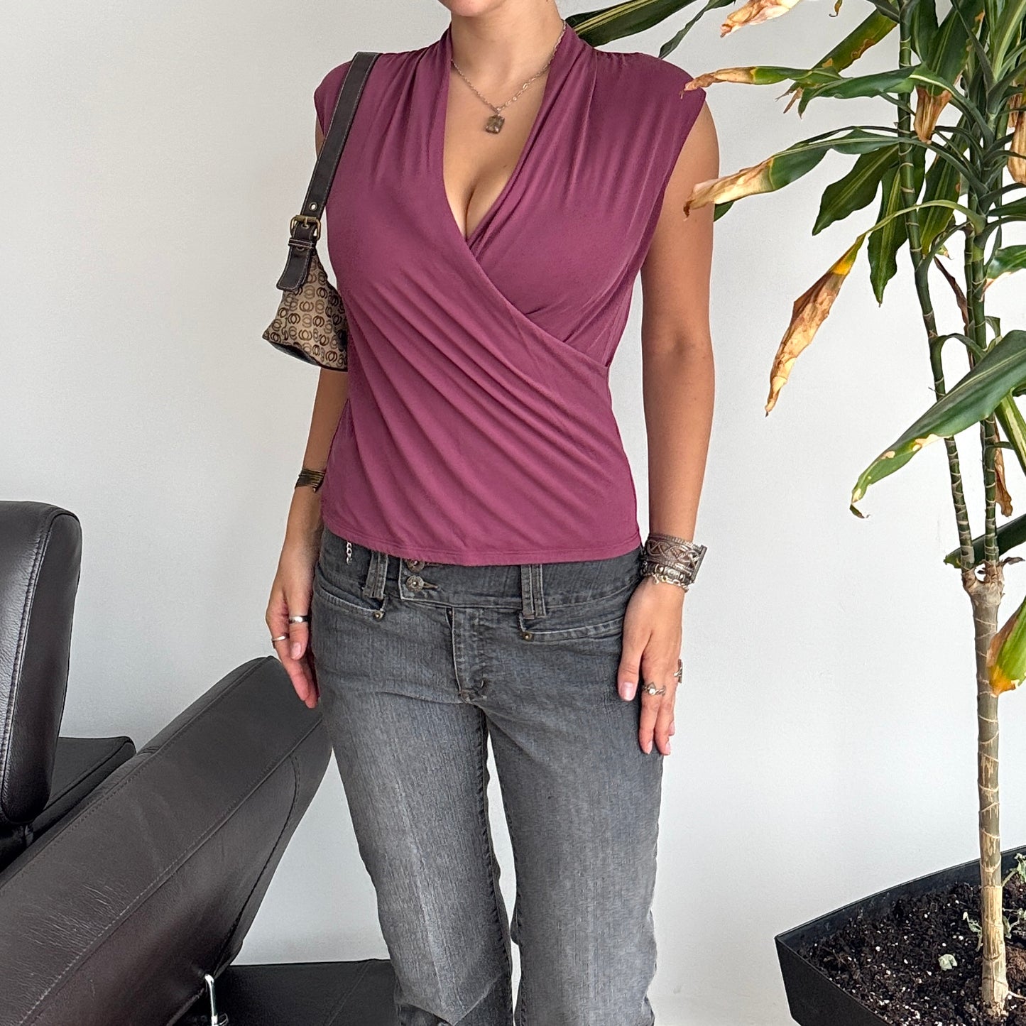 Dark Pink Criss-Cross Top