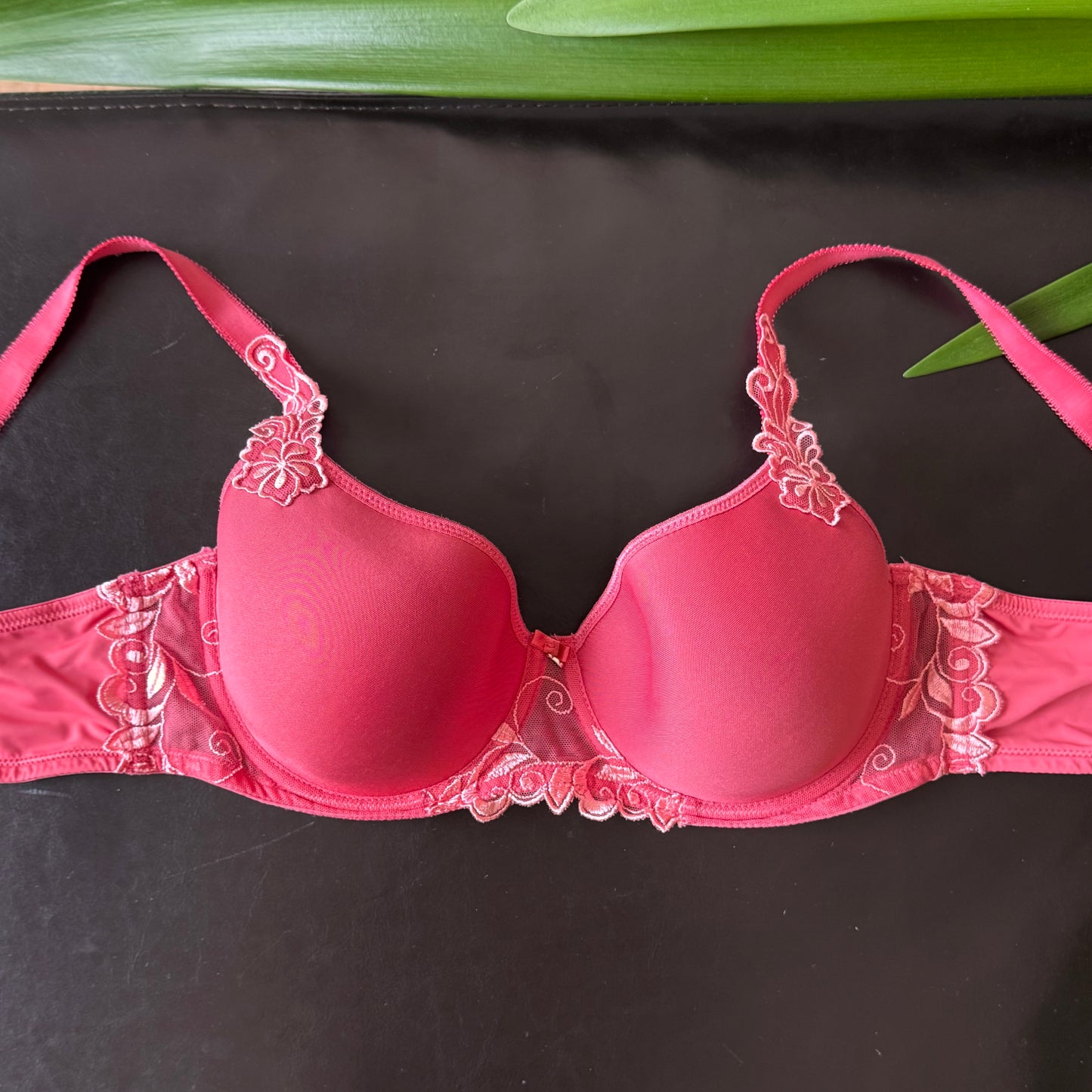 Salmon Pink Floral Bra