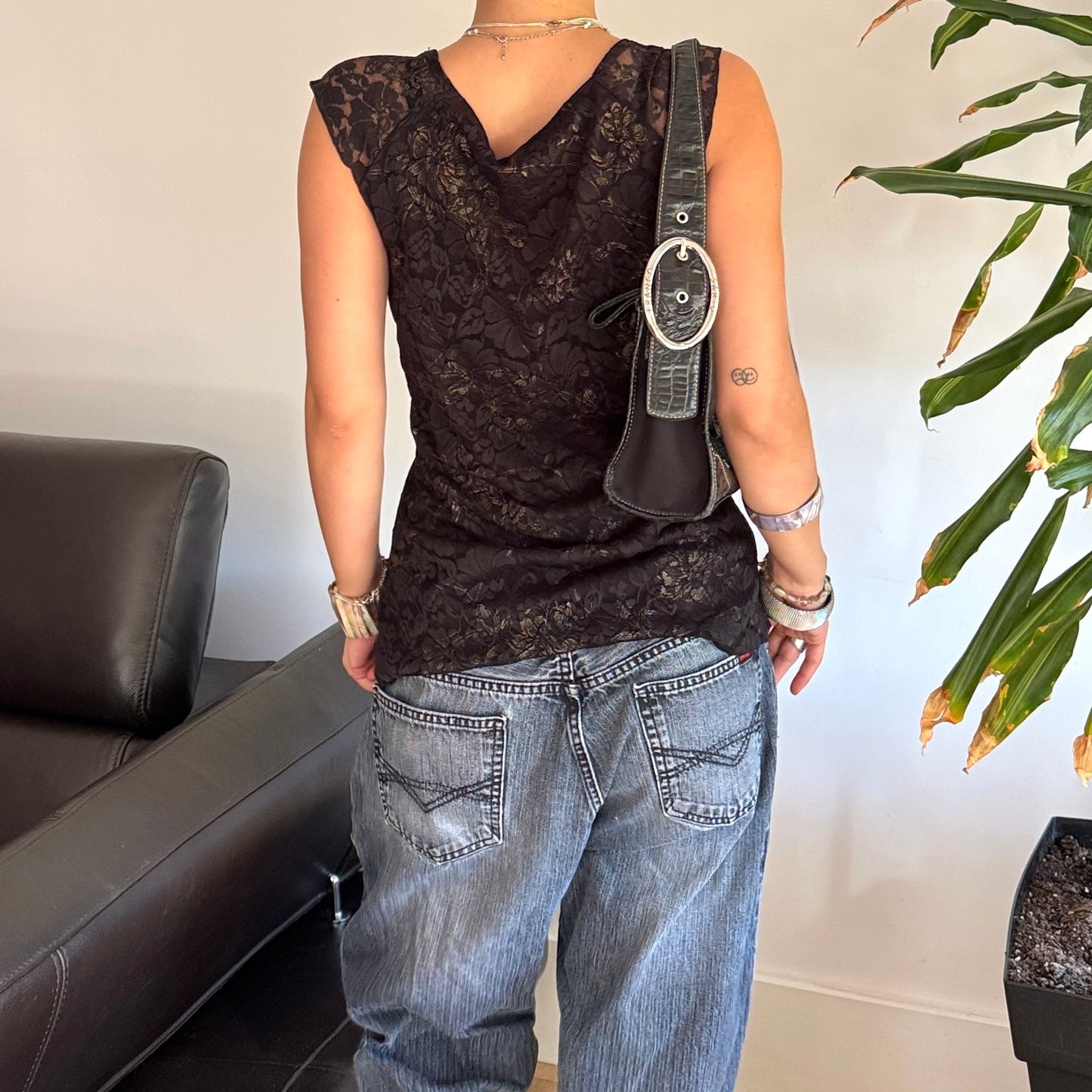 Black & Gold Lace Top