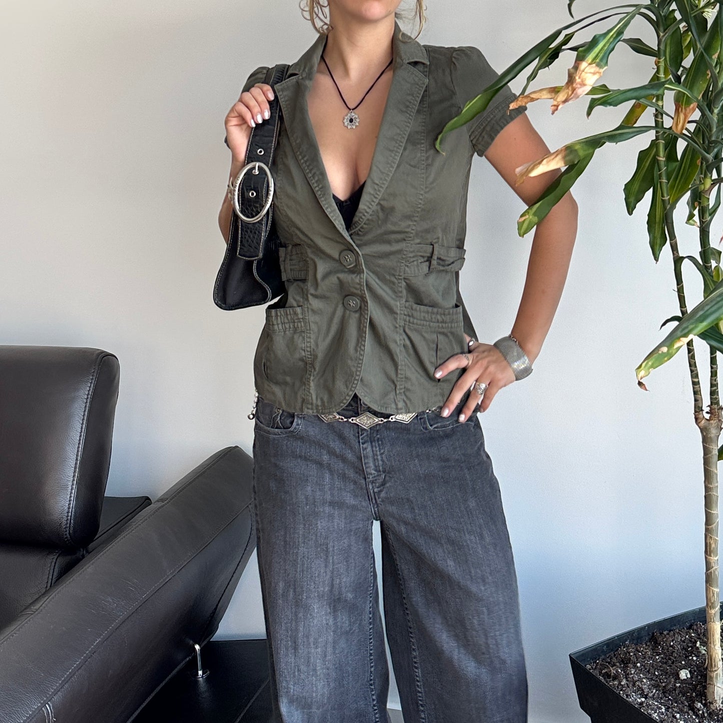 Sage Green Button-Up Top