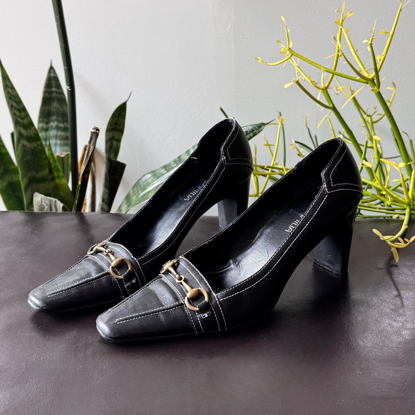 Black with Gold Hardware Heels